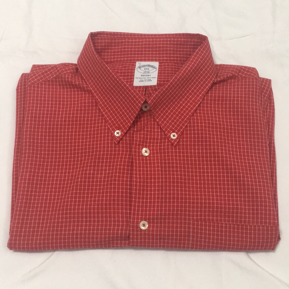 Brooks Brothers Mens Red Plaid Shirt Size 2XL
